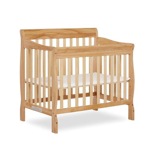 Dream On Me Aden 4-in-1 Convertible Mini Baby Crib in Natural, GreenGuard Gold & BSA, Sustainable Pinewood, Non-Toxic Finish, 3 Mattress Heights, Converts to Mini Day & Twin-Size Bed