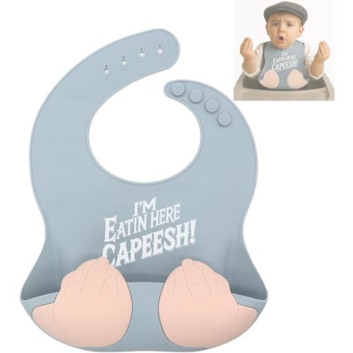 Teasin' Teethers Funny Italian Silicone Baby Bib with Pocket Food Catcher for Toddlers and Infants Funny Baby Bib Gift