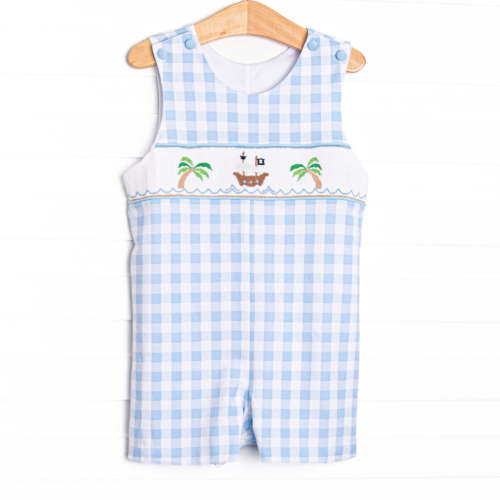 Treasure Island Smocked Jon Jon, Blue – Stitchy Fish