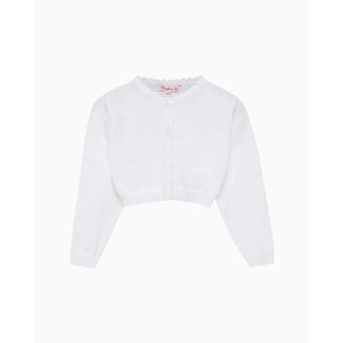 Baby Sophie Cropped Cardigan in White | Trotters London – Trotters Childrenswear USA