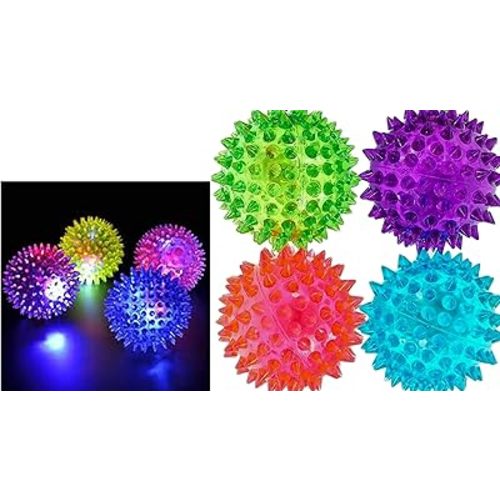 JA-RU Light Up Rubber Spike Balls Fidget Toy (4 Pk) 695-4p