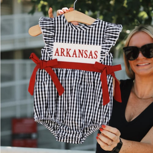 Arkansas Smocked Gingham Bubble