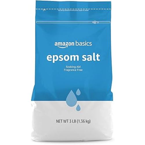 Amazon Basics Epsom Salt Soak, Unscented, Magnesium Sulfate USP, Muscle and Feet Relaxation, Soothing, 3 Pound, Pack of 1