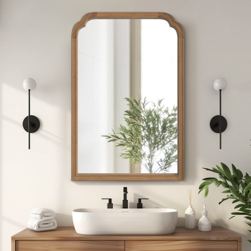 Winston Porter Ancalin Wood Accent Wall Mirror for Bathroom Bedroom Decorative Mirror & Reviews | Wayfair