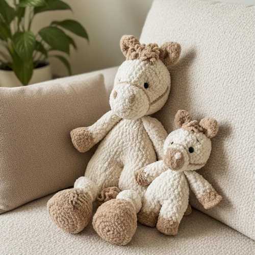 Crochet Horse Lovey, 2026 Year Symbol Toy, Plush Baby Snuggler, Calming Plush Animal Toy, Handmade Gift for Newborn, Baby Shower Gift