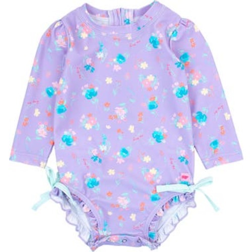 Baby Girls Long Sleeve UPF50+ One Piece Rash Guard, 0-3M