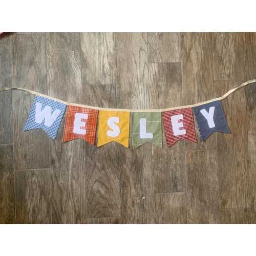 Custom Fabric Name Banner: Handmade Nursery, Hanging Name Sign