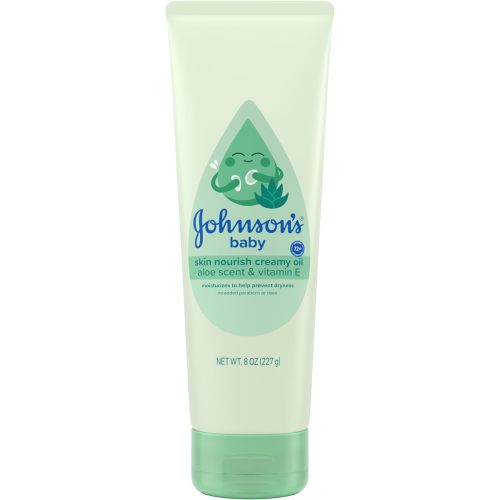 Johnson's Baby Skin Nourish Creamy Oil, Aloe Scent & Vitamin E, 8 fl. oz