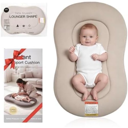 Baby Lounger Curve for Newborn 0-12 Months, Infant Snuggle Lounger Support