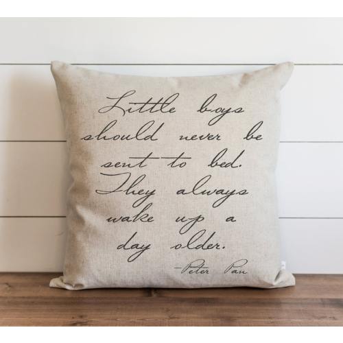 Little Boys Should Never Be Sent To Bed 20 x 20 Pillow Cover // Everyday // Peter Pan // Baby // Throw Pillow // Gift  // Accent Pillow