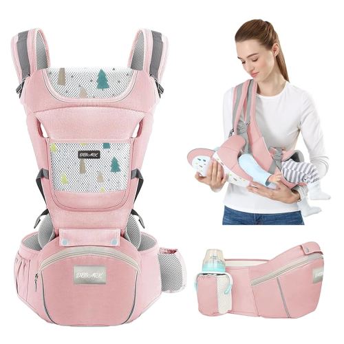 Baby Carrier Newborn to Toddler - Debark Baby Carrier with Hip Seat, 6 in 1 Lightweight and Detachable Infant Carrier for Babies from 0-36 Months, Ideal for Hands-Free Parenting(Pink)