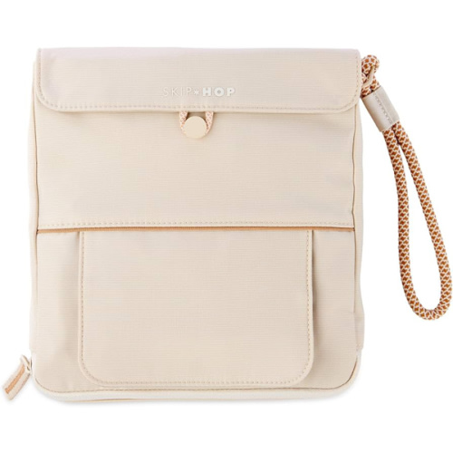 Skip Hop Travel Baby Changing Pad with Easy-Clean Surface, Covers Public Changing Stations, Wipes Pocket, Diaper Storage, Disposable Bag Dispenser and Magnetic Wipes Pocket, Clean Slate, Oat