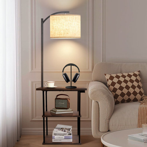 Wrought Studio™ Kartrina 59.45'' Tray Table Floor Lamp with USB & Type-C & AC Port & Reviews | Wayfair