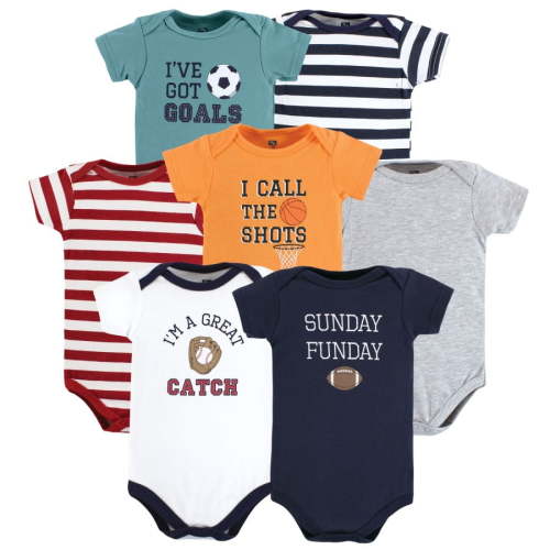 Hudson Baby Cotton Bodysuits, Sports Stripes, 3-6 Months