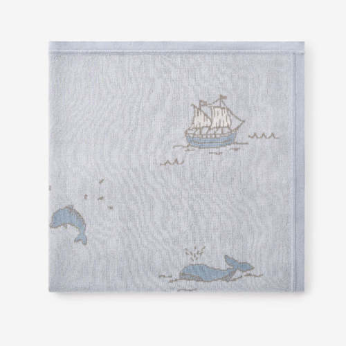 Sea Creature Cotton Knit Blanket BLUE / 30X40
