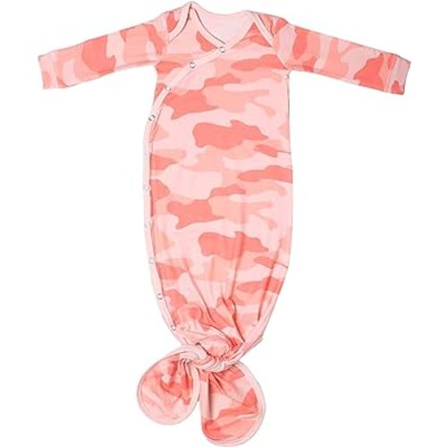 Copper Pearl Baby Gown - Knotted Newborn Sleepers for Baby Boy and Girl, Soft Stretchy Long Sleeve Infant Gowns with Bottom Tie and Hand Mittens, Perfect Hospital Coming Home Outfit (Remi)