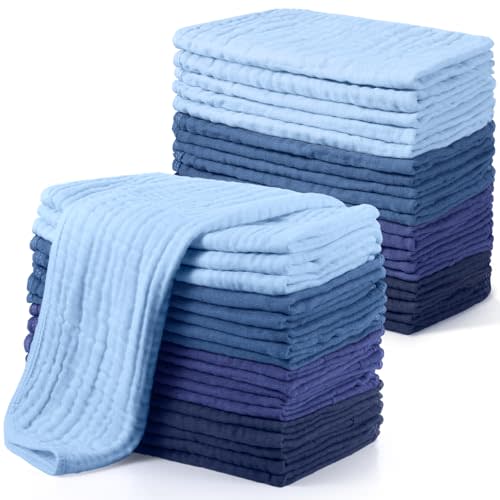 Buryeah Muslin 20 Pcs Burp Cloths Large 20" x 10" 100% Cotton 6 Layers Ultra Absorbent and Soft Hand Washcloths for Baby Drool and Messes Gentle Burp Cloth for Boys & Girls(Deep Color)