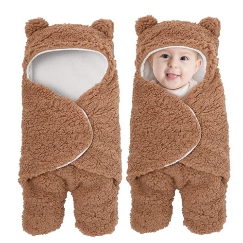 Soarwg Kids Baby Swaddle, Cute Bear Natural Swaddle Blanket Wrap, Newborn Essentials Softness Plush Baby Sleeping Receiving Blanket, Baby Girl and Boy Registry Gift Comfort, 0-6 Months