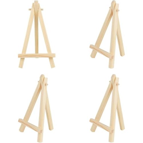 4 Pack Easel Display Stand Mini Wood Display Easels for Painting Artist Tabletop Holder Mini Wooden Easels for Photos Art Crafts Natural Wood Easels for Small Canvases Displaying