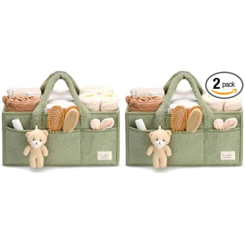 PeraBella Diaper Caddy Organizer for Changing Table, Storage Basket for Wipes, Gift for Baby Shower, Car Organizer, Nursery Organizer, Portable Storage (Pack of 2)