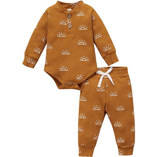 Newborn Baby Girl Boy Fall Clothes 3 6 12 18 24 Months Outfits Long Sleeve Knitted Cotton Romper & Pants Infant Winter Sets