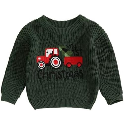 Toddler Baby Boy Girl Christmas Outfit Knit Sweater Crewnck Sweatshirt Pullover Warm Top Infant Fall Winter Clothes