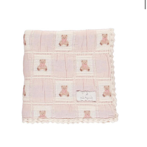Pink Teddy Bear Patchwork Blanket
