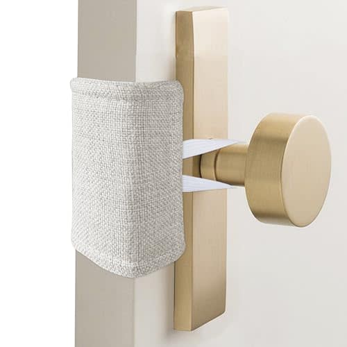 Door Silencer Quiet Door Closer Cushion, Padded Door Latch Cover for Nursery, Baby, Light Sleepers Noise Reduced Prevent from Locking for Toddler Safety - 4 x 3 inch, Natural Colored, Pack-6