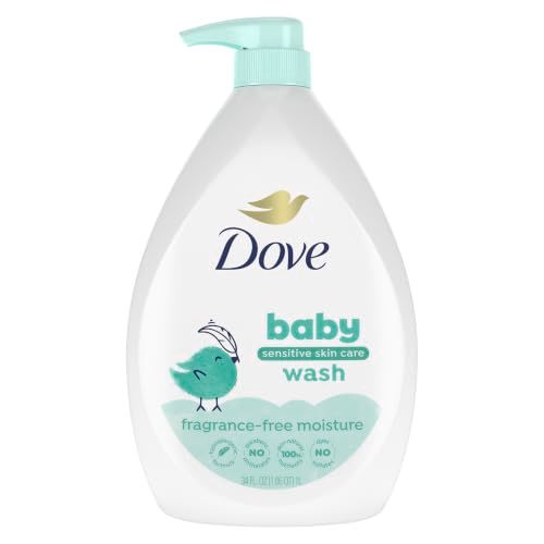Baby Dove Care Baby Wash Fragrance-Free Moisture 1 Pack 34 oz | For Baby Bath Time Fragrance Free and Hypoallergenic, Washes Away Bacteria