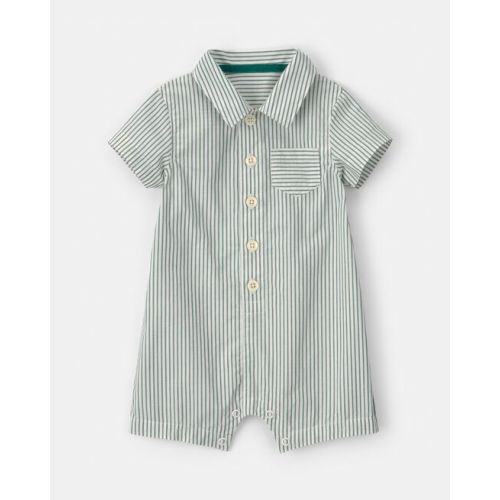 Baby Boy Stripe Short-Sleeve Romper - Green/White | Carter's