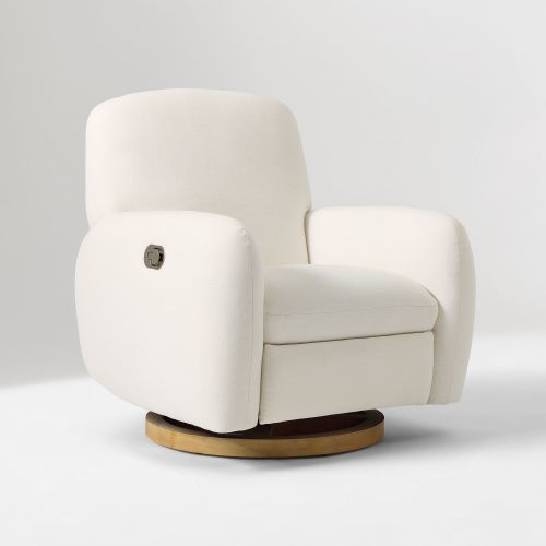 Elora Swivel Glider Recliner, Manual, Performance Yarn Dyed Linen Weave Alabaster Blonde