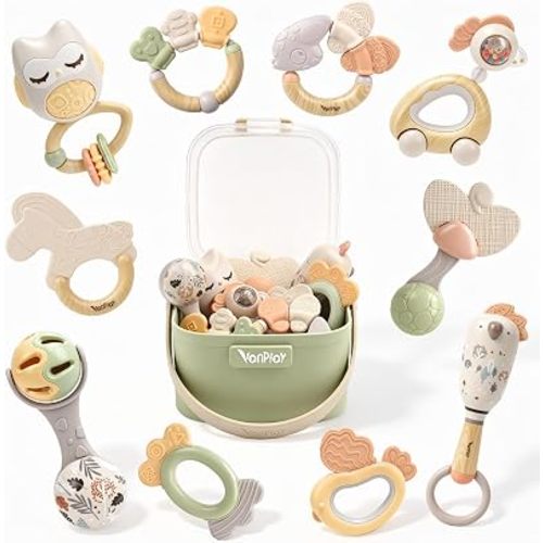 Baby Rattles, Baby Toys 0-6 Months, Teething Toys 3-6 Months, 10-Pack