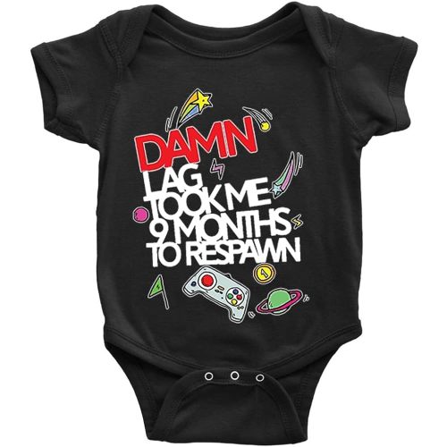 Damn Lag - Baby Funny Video Game Daddy New Baby Bodysuit Short Sleeve Black 0-3 Months