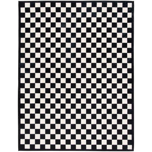 Mainstays 4'x5'6" Black and White Check Faux Fur Indoor Area Rug