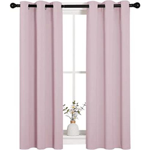 NICETOWN Blackout Curtain Panels for Girls Room, Nursery Essential Thermal Insulated Solid Grommet Top Blackout Drapes (Baby Pink=Lavender Pink, 1 Pair, 29 x 45 Inch)