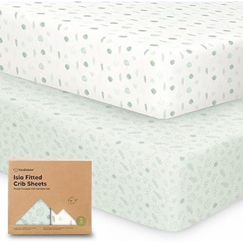 KeaBabies 2-Pack Baby Crib Sheets for Boys, Girls - 52x28 Viscose Derived from Bamboo Toddler Bed Sheets Neutral, Fitted Crib Mattress Cover for Standard Baby Bedding, Soft & Cozy (Tropic Oasis)