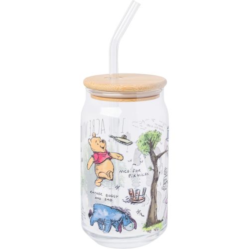 Silver Buffalo Disney Winnie the Pooh, 100 Acre Wood, Glass Tumbler, 16oz