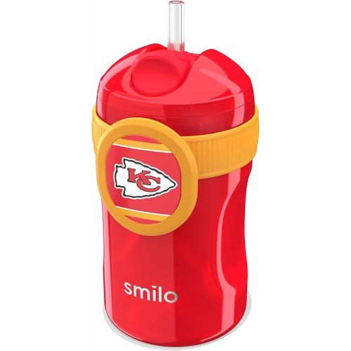 Smilo Straw Cup - Kansas City Chiefs Officially Licensed NFL Sippy Cup - Baby and Toddler Cup with Weighted Silicone Straw and 8.5 oz Capacity - BPA-Free