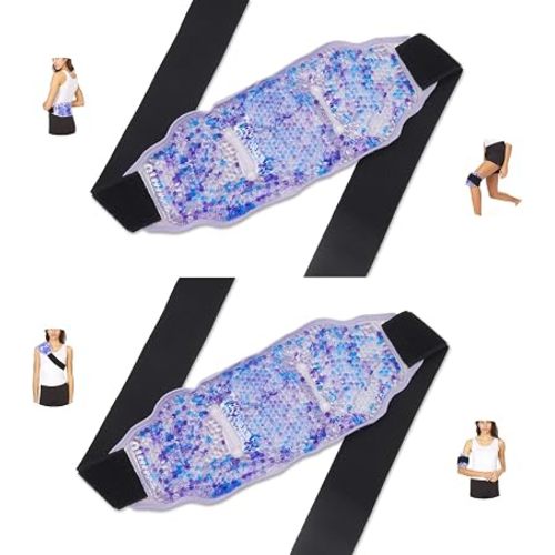Premium Hot Cold Gel Bead Ice Packs by FOMI Care | 2 Pack | Cool Compress for Lower Back, Shoulder, Knee, Bicep, Stomach | Coccyx, Sciatica, Tailbone Pain Relief | Flexible, Reusable Heating Pad