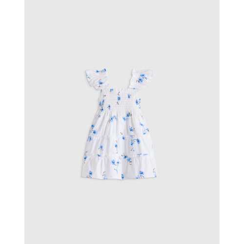 100% Organic Cotton Poplin Smocked Dress - Baby Girl in Romantic Stems