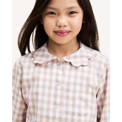 Colette Pajama Set, Camel Gingham - Petite Plume | Maisonette