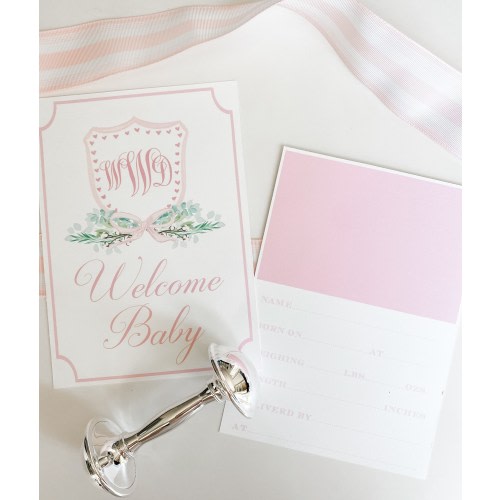 Girl's Watercolor Crest Monogram Milestone Cards | Monthly Cards | Baby Shower Gift | Milestone Cards | Welcome Baby Card | Custom Crest