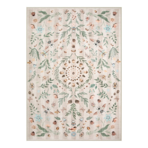 Chloe Boho Insect Botanical Floral Beige Runner Rug - Lahome
