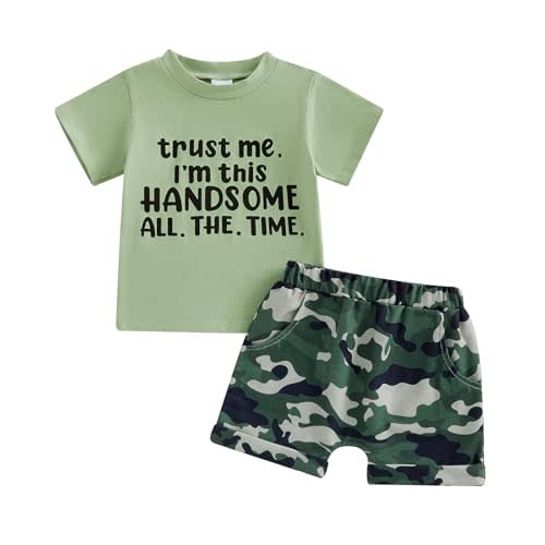 Nyapruwe Toddler Kids Baby Boy Summer Clothes 1T 2T 3T 4T 5T Boys Outfit Short Sleeve Shirt Top Camouflage Shorts Set