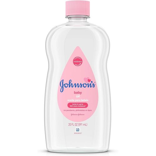 Johnson's Baby Oil, Pure Mineral Oil to help Prevent Moisture Loss for Baby, Kids & Adults, Gentle & Soothing Baby Massage Oil for Dry Skin Relief, Original Scent, Baby Essentials, 20 fl. oz