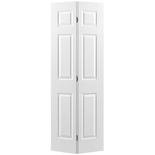 Masonite 30-in x 80-in (primed) 6-panel Textured Hollow core Primed Molded composite Traditional Bifold Closet Doors ( Hardware Included )