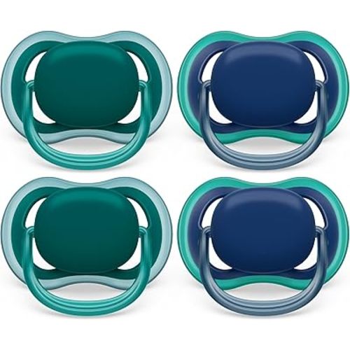 Philips Avent Ultra Air Pacifier - 4 x Light, Breathable Baby Pacifiers for Babies Aged 6-18 Months, BPA Free with Sterilizer Carry Case (Model SCF085/52)