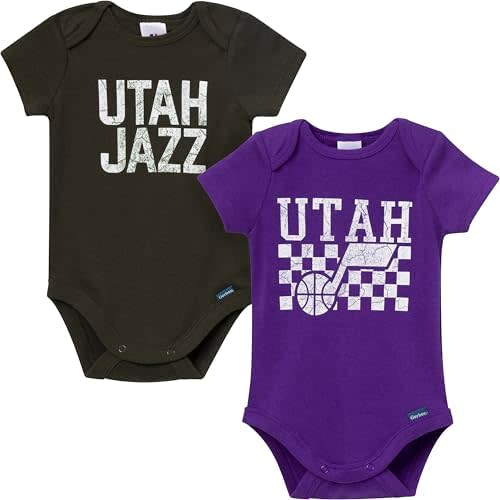 Gerber unisex-baby NBA Team 2 Pack Short Sleeve Onesie Bodysuits