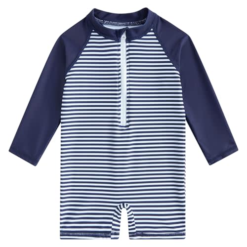 uideazone Baby Toddler Boys Zipper Rash Guard Swimsuit UPF 50+ One Piece Beach Swimwear Bathing Suits 3-36 Months