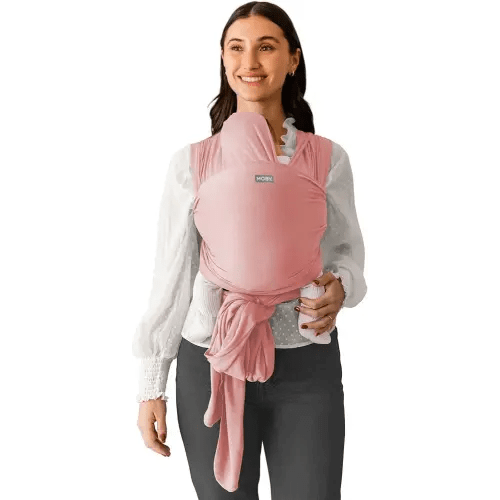 Moby Basics Baby Wrap Carrier for Newborns to Toddlers (8-33lbs), Infant Sling Carrier, Lightweight & Hands Free Design, Adjustable for All Body Types (Ballet Slipper)
